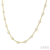 2 Ctw Bezel Set Round Cut Diamond Station Necklace in 14K Yellow Gold